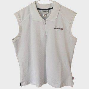 Reebok Sleeveless Polo Tank Womens Large White Athletic Stretch Golf Tennis Top